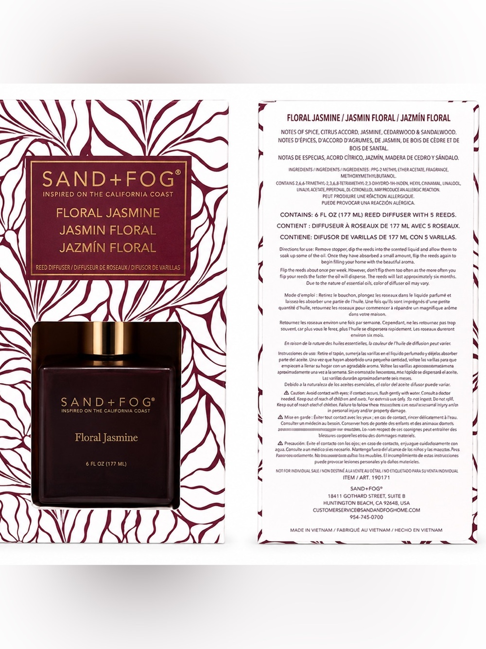 SAND+FOG Floral Jasmine Reed Diffuser - 177ml